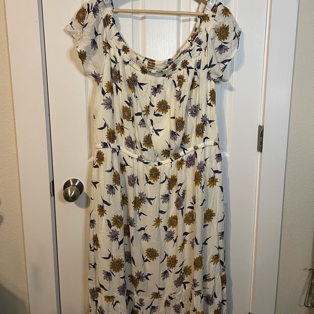 NWOT Old Navy off white floral dress w/ elasticized waist/collar sz XXL - Picture 9 of 11